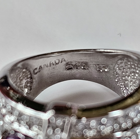 Genuine Amethyst & White Zircon Ring Sterling Silver Sz 6! 💜 - Picture 12 of 12